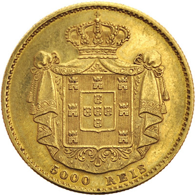 Portugal 5000 Reis gold coin