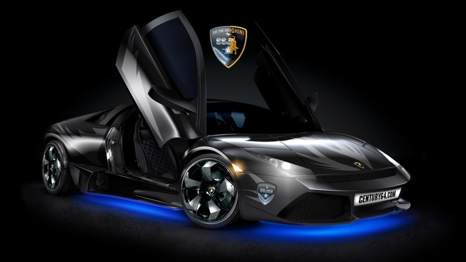 Black Lamborghini Wallpaper HD Blue
