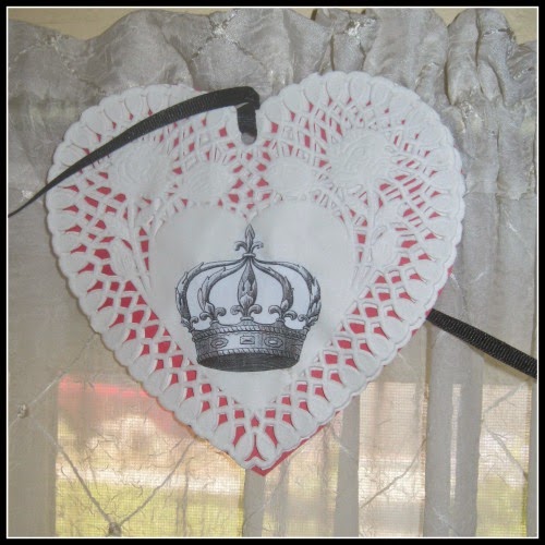 Kat's Almost Purrfect World Queen of Hearts Banner Using Dollar Tree Heart Doilies