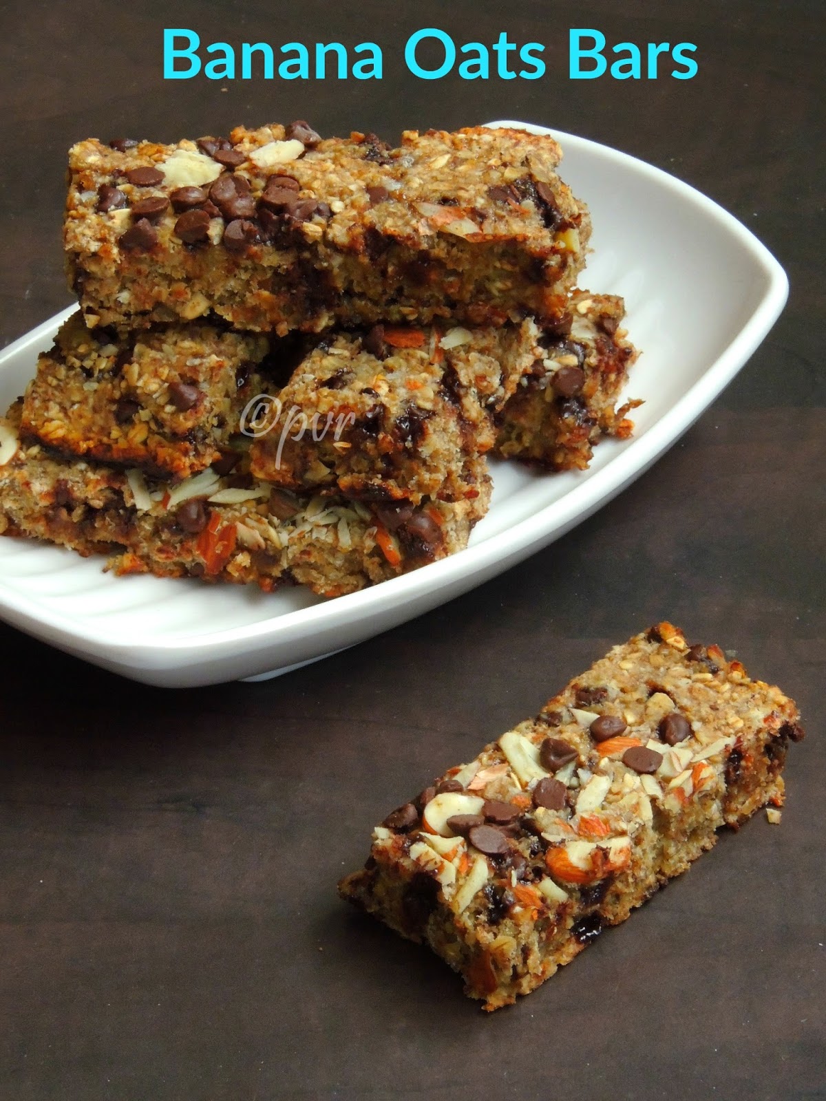 Priya's Versatile Recipes Vegan Banana Oats Bars with Chocolate Chips