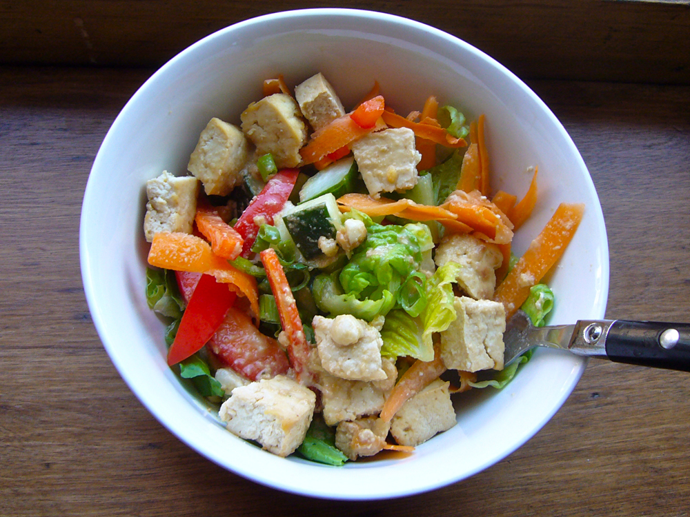 (vegan) (kitchen) (nuggets) Peanut Lime Tofu Salad Vegan MoFo 10