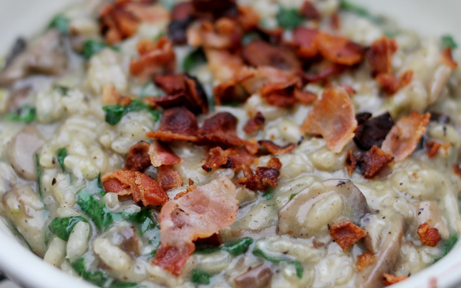 Gluten Free Jeni Bacon, Mushroom and Blue Cheese Risotto