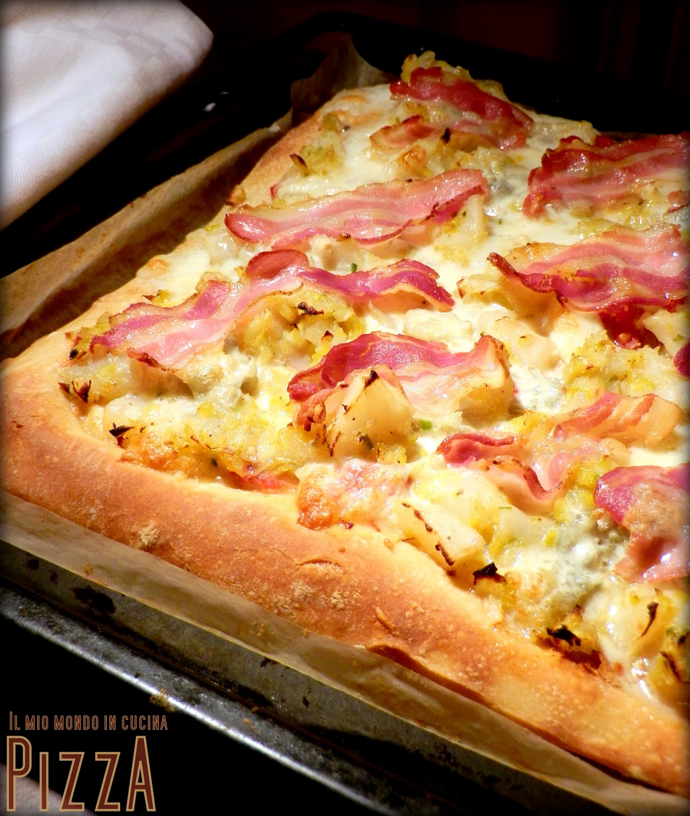 PizzA con topiNamboUr, porri, e PANCetta AFFumicata