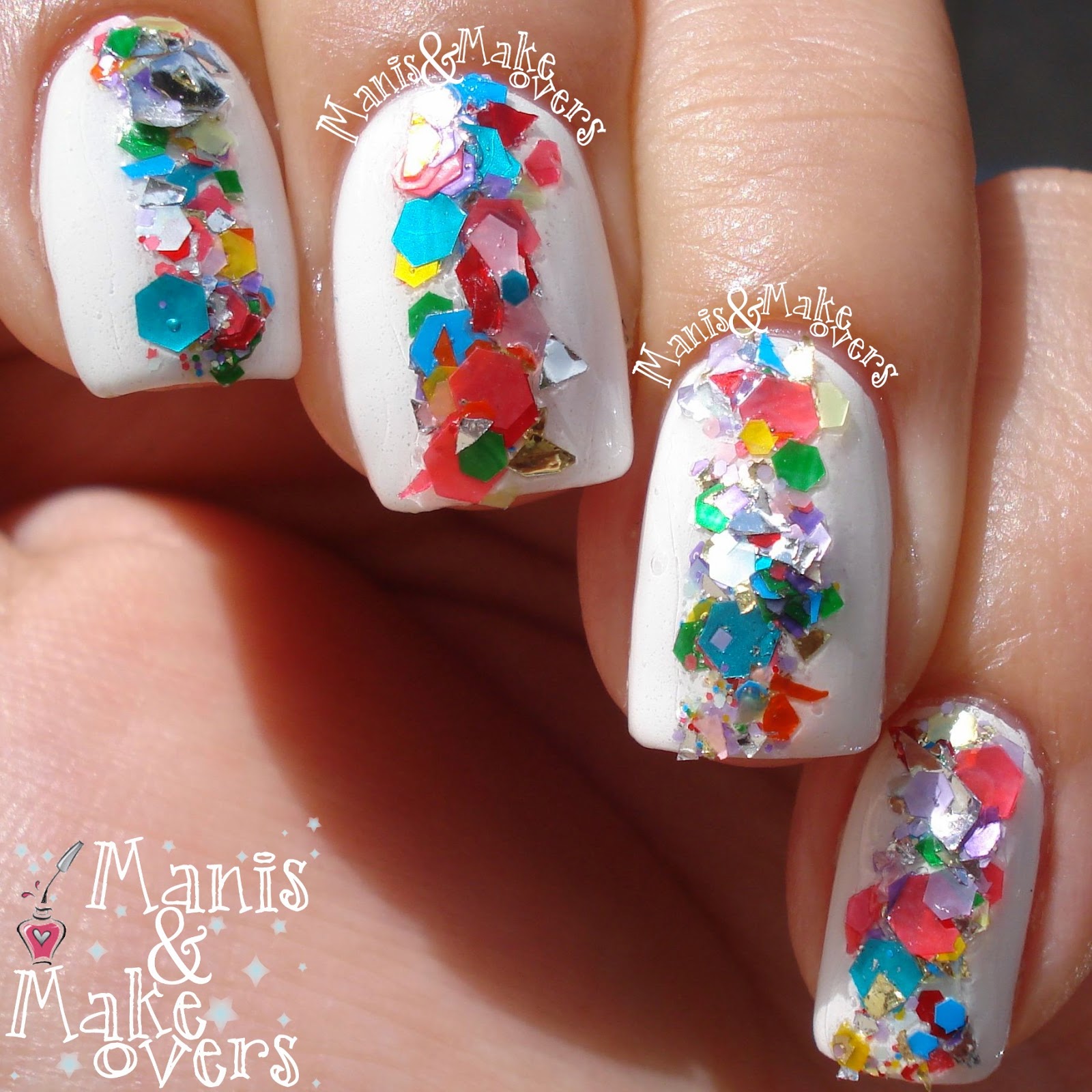 Manis & Makeovers Loose glitter nail art