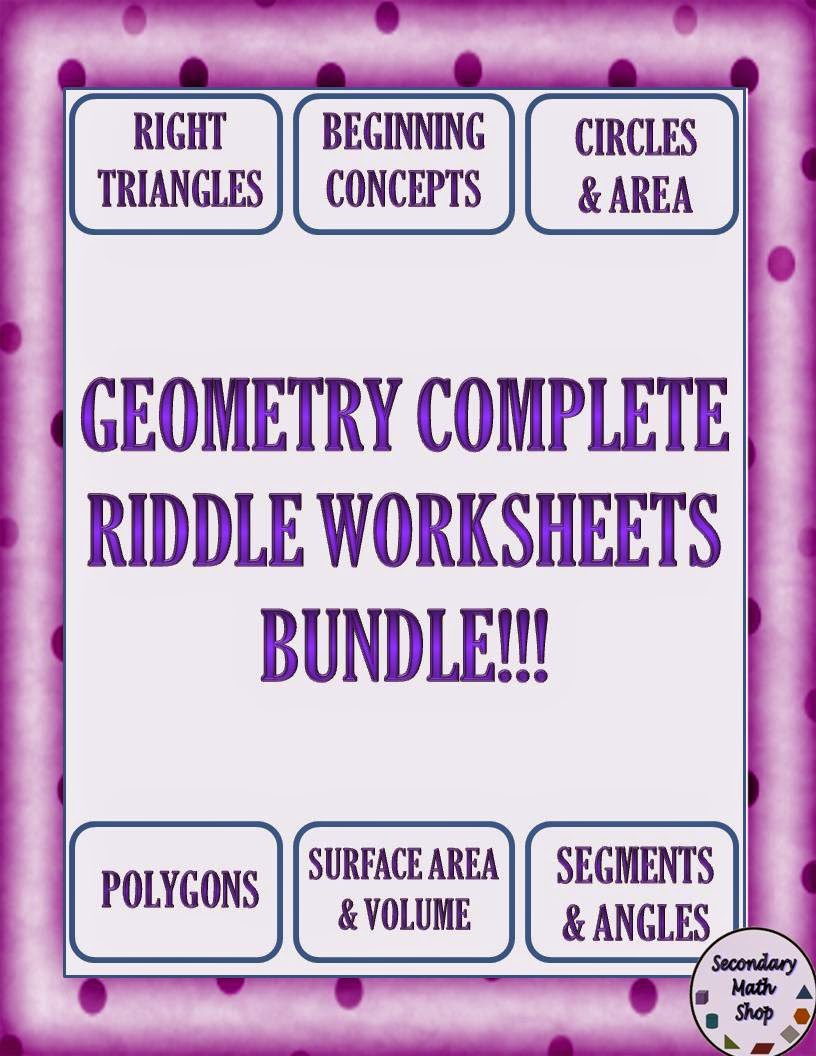 Free Worksheet Geometry Fun Worksheets the spectacular world of secondary math riddle worksheets mazes and coloring sheets making practice funny