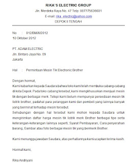 Rickaandriyani Contoh Surat Permintaan Contoh Surat