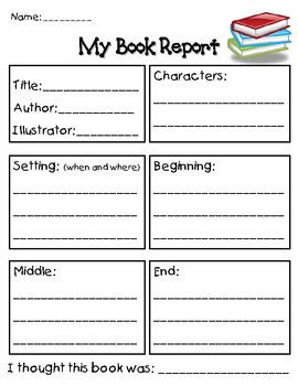 Book report forms 3rd grade