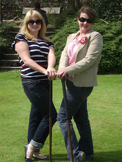 Playing croquet on the lawn