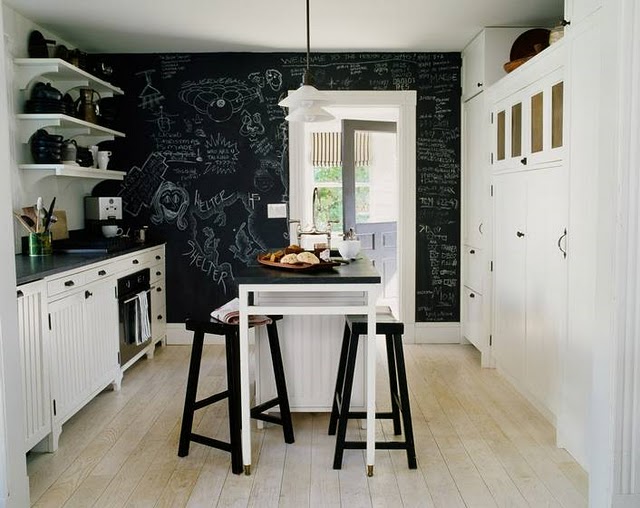 in the night sky: white kitchen, black wall + est magazine