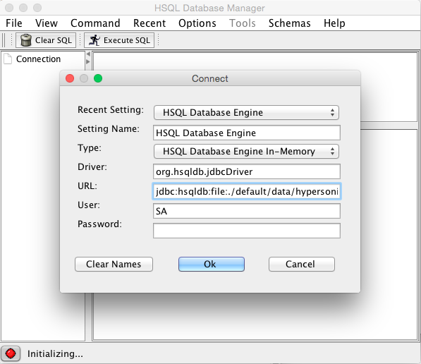 hsqldb memory database example