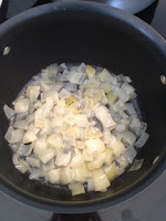 Butter and onions in pan