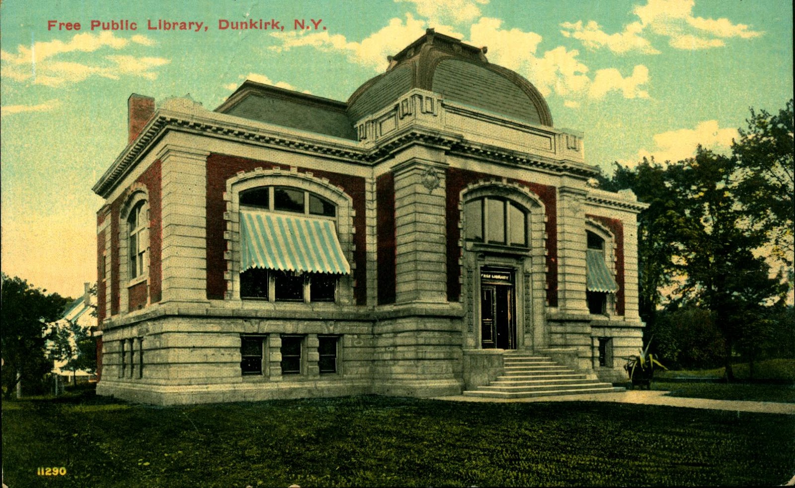 Library Postcards 1912 Free Public Library, Dunkirk, New York