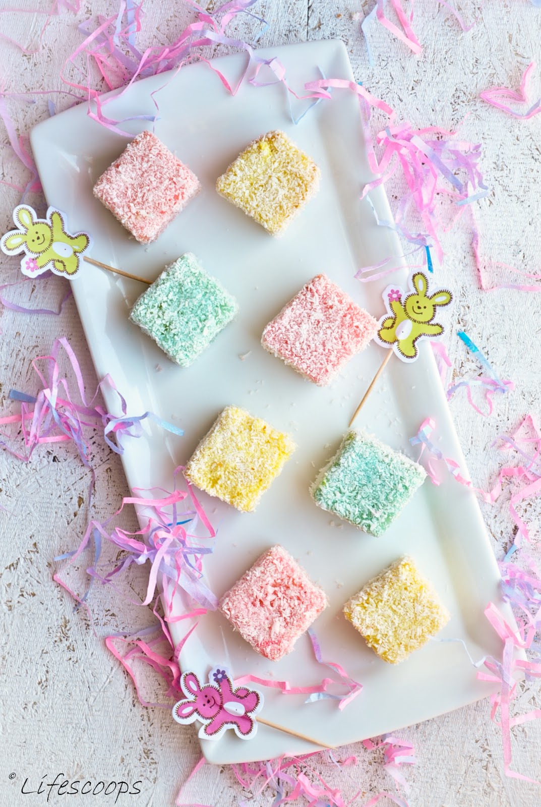 Life Scoops Lamingtons with White Chocolate Icing