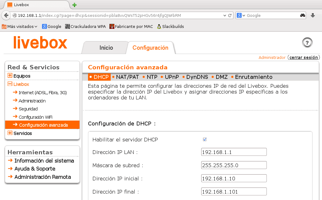 192.168.1.1 Livebox Orange Acceso y configuración de router