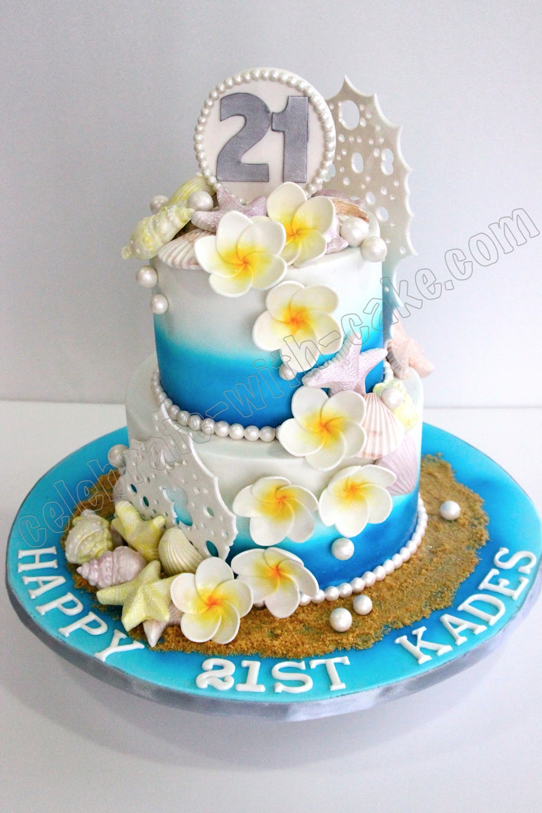 Celebrate with Cake! 21st Birthday Beach Themed Cake