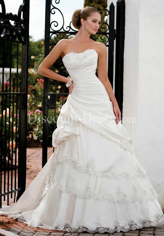  A-Line Sweetheart Dolce Satin Semi-Cathedral wedding Dress
