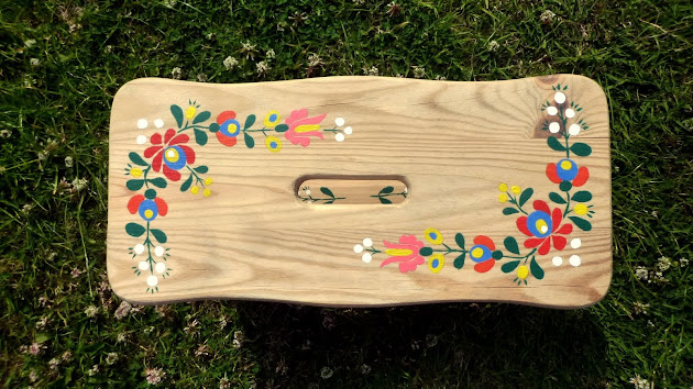 Handmade Handpainted Wooden Stool DIY Folklore