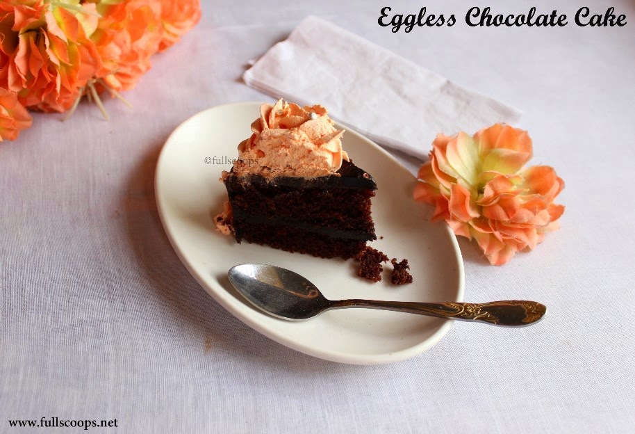 Eggless Moist Chocolate Cake Recipe (egg free and dairy free) ~ Full