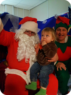 meeting Santa Claus, toddler and father Christmas