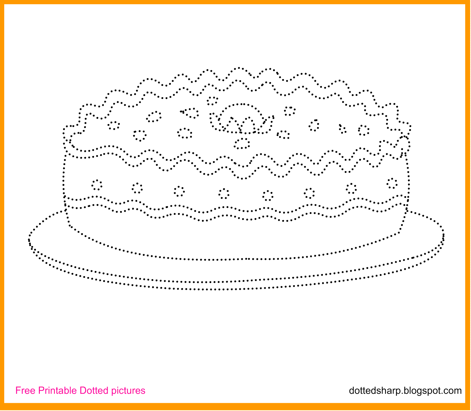 Free Dotted Printable for kids: Dotted Cake drawing Free Dotted Printable for kids: Dotted Cake drawing