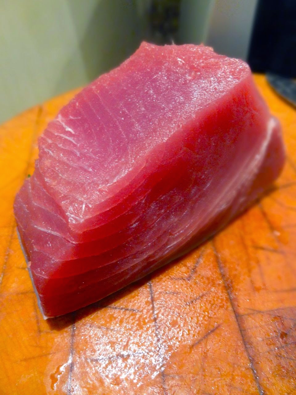 Scrumpdillyicious Ahi Sashimi & Avocado Stack with Wonton Crisps