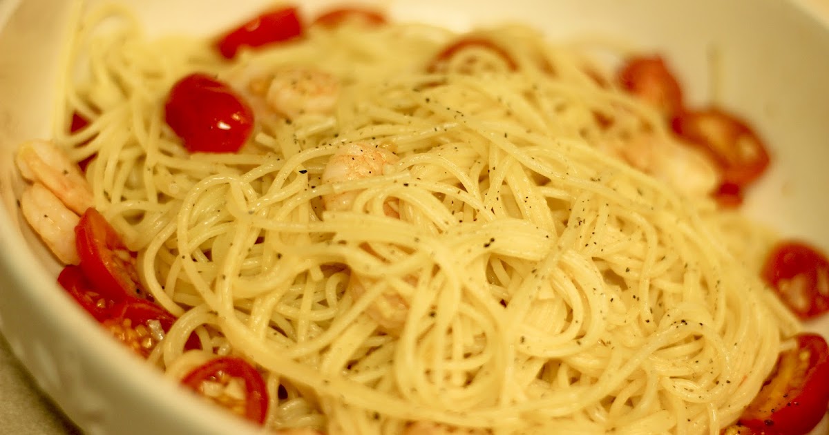 sneakers and spice Shrimp and angel hair pasta