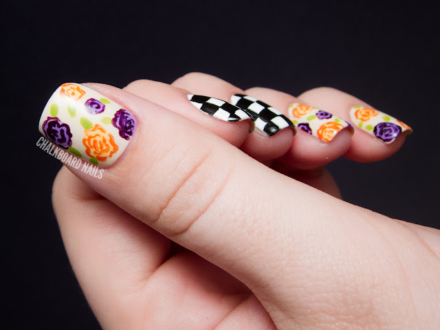 Chalkboard Nails: Geometric vs. Organic Floral Nail Art