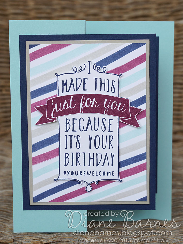 Stampin Up Balloon Bash birthday card by Di Barnes for Just Add Ink challenge 248
