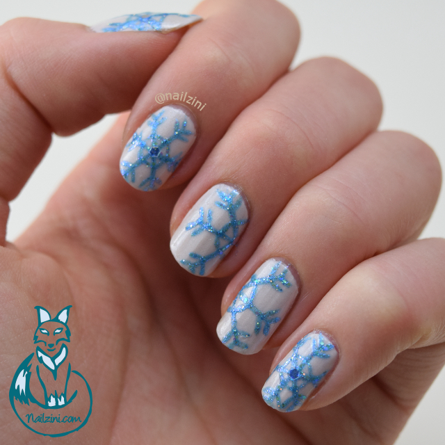 Glitter Snowflakes nail art