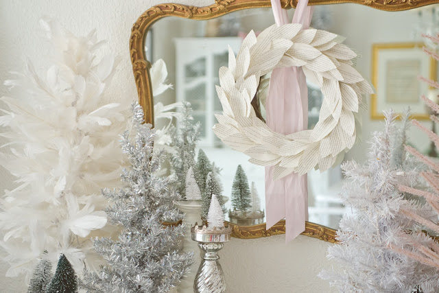 Pink and White Christmas Dining Room