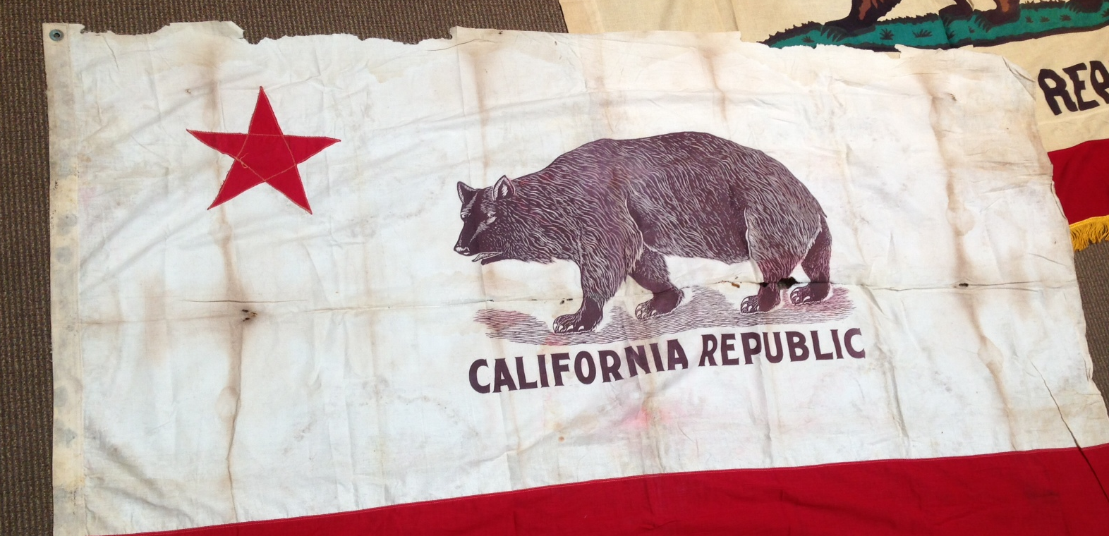 Antique California Bear Flag From Marysville NSGW Black And White Antique California Bear Flag From Marysville NSGW Black And White