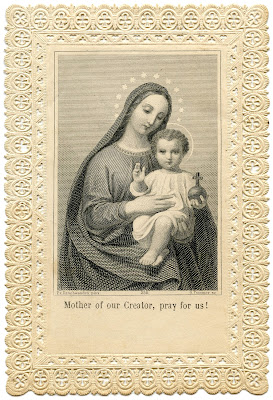 Antique Image Holy Card Jesus Mary