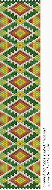 Схема браслета - мозаичное плетение - free peyote cuff pattern