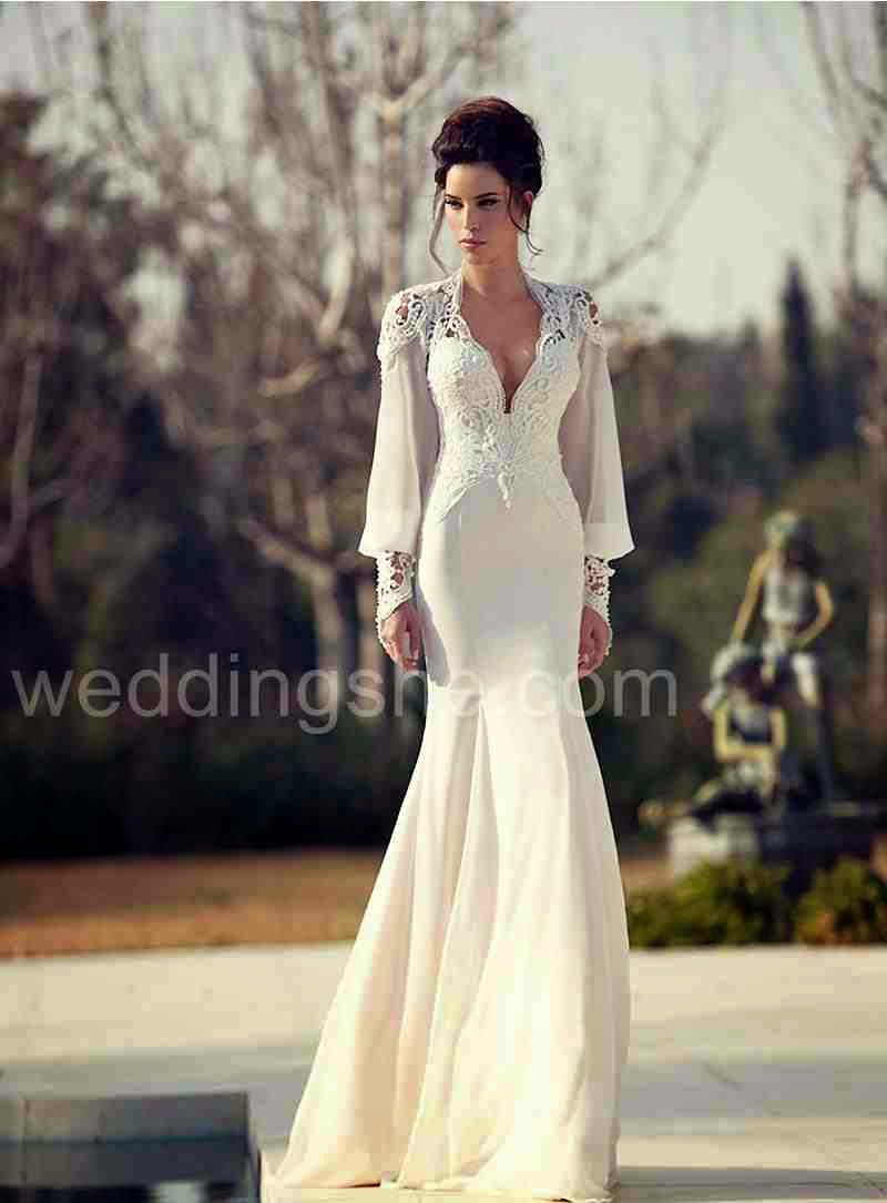 long sleeve grecian wedding dress