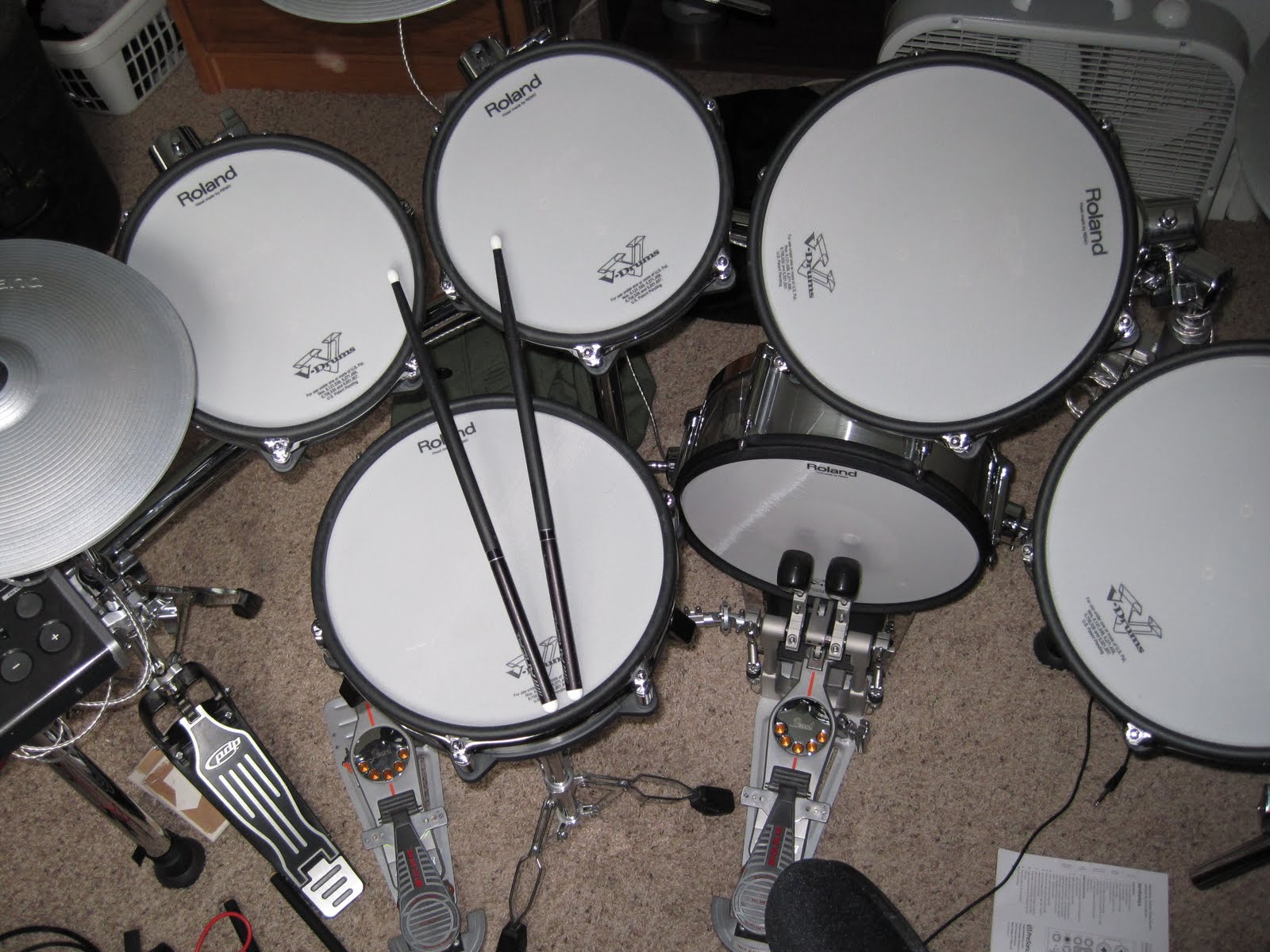 HOT METAL Bands Roland td20sx drums, Pearl DoubleDemon Bass Pedals