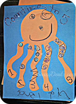 octopus counting craft activity for pre-k