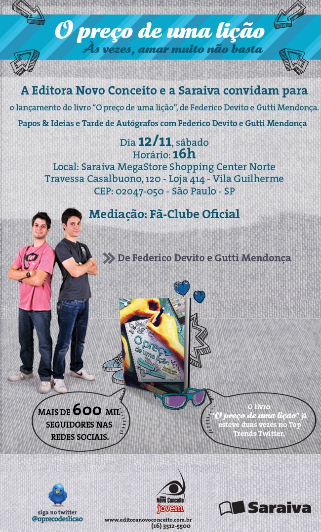 Evento: Lancamento do livro O Preco de Uma Licao, com Federico Devito e Gutti Mendonca 2