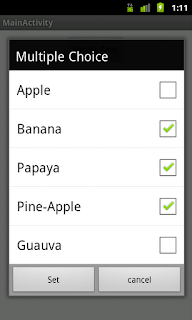 Multiple Choice dialog in android