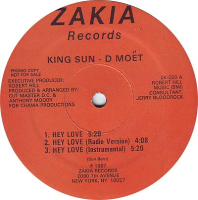 King Sun – D Moët ‎– Hey Love / Mythological Rapper (1987, VLS, VBR)