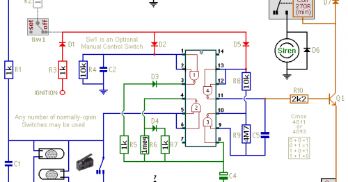 Simple Cmos Motorcycle Alarm Circuit Diagram