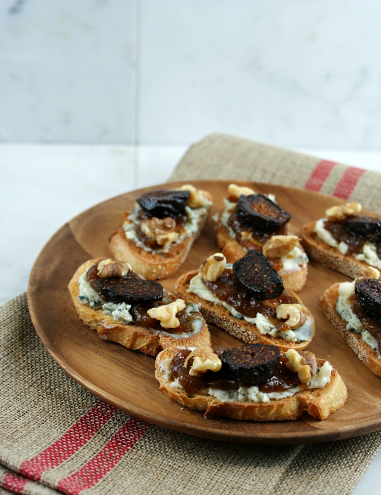 Authentic Suburban Gourmet Port Infused Fig Blue Cheese Crostini