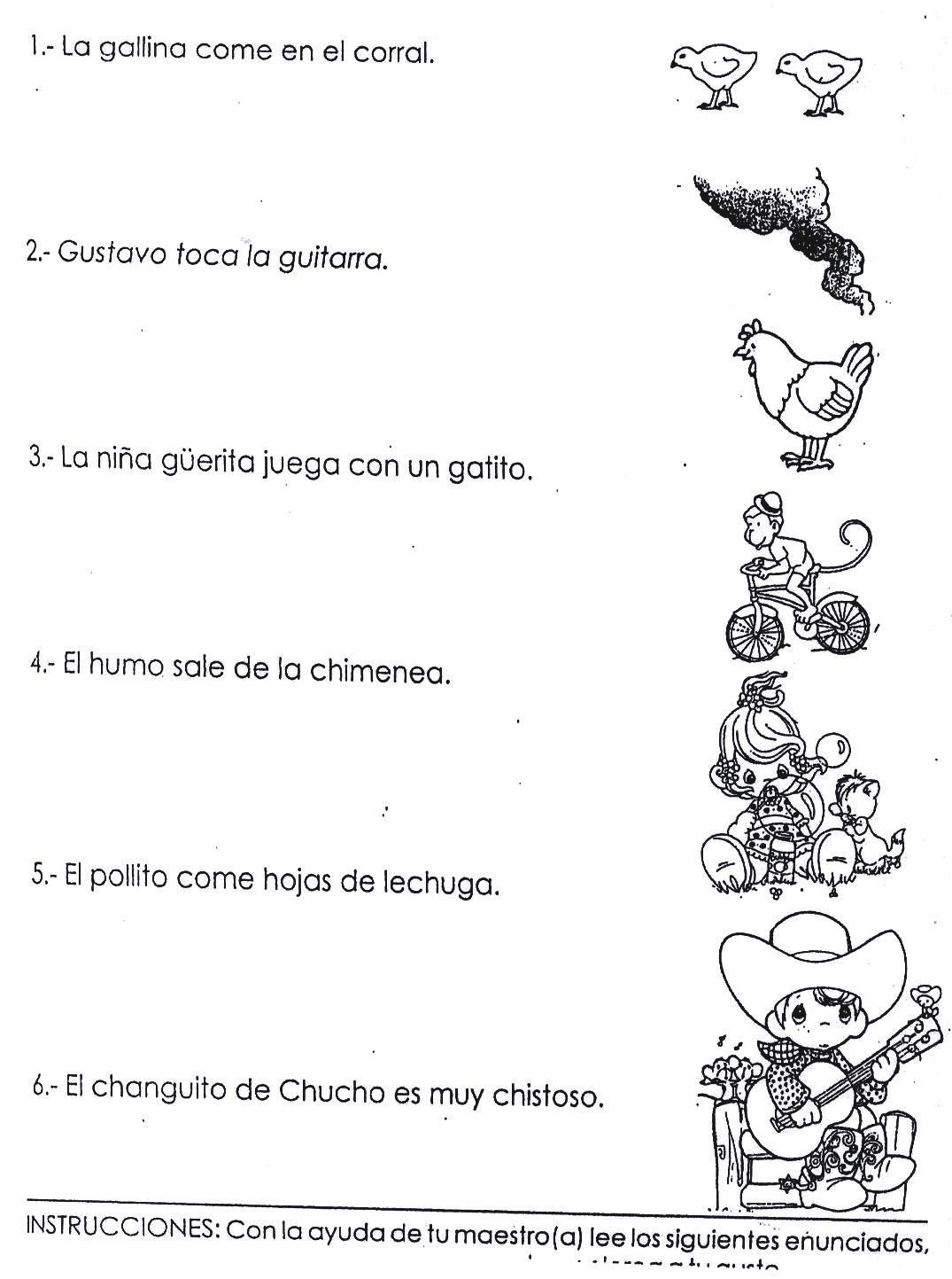 Fichas Infantiles: LECTURA DE ORACIONES Fichas Infantiles: LECTURA DE ORACIONES