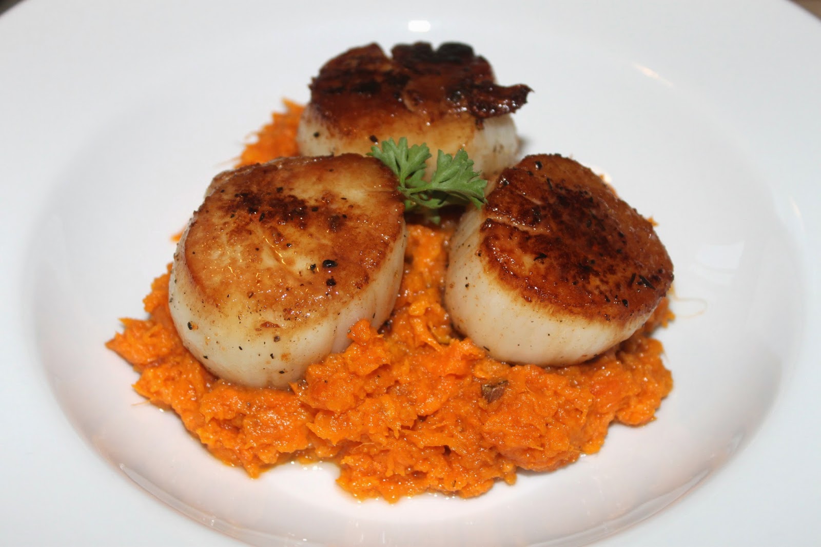 Domestic Divas Blog PanSeared Jumbo Scallops with Sweet Potato Mash