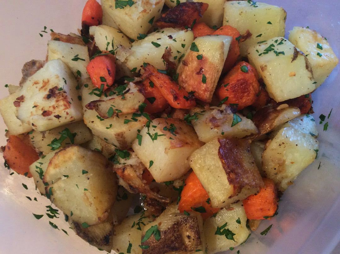 theGREENhs Perfect Roasted Potatoes and Carrots with Garlic, Olive Oil