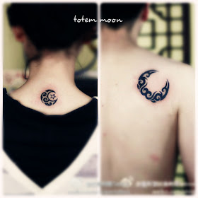 matching crescent moon tattoo for lovers