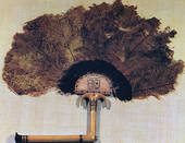 Ivory fan trimmed with ostrich feathers, from the Tomb of