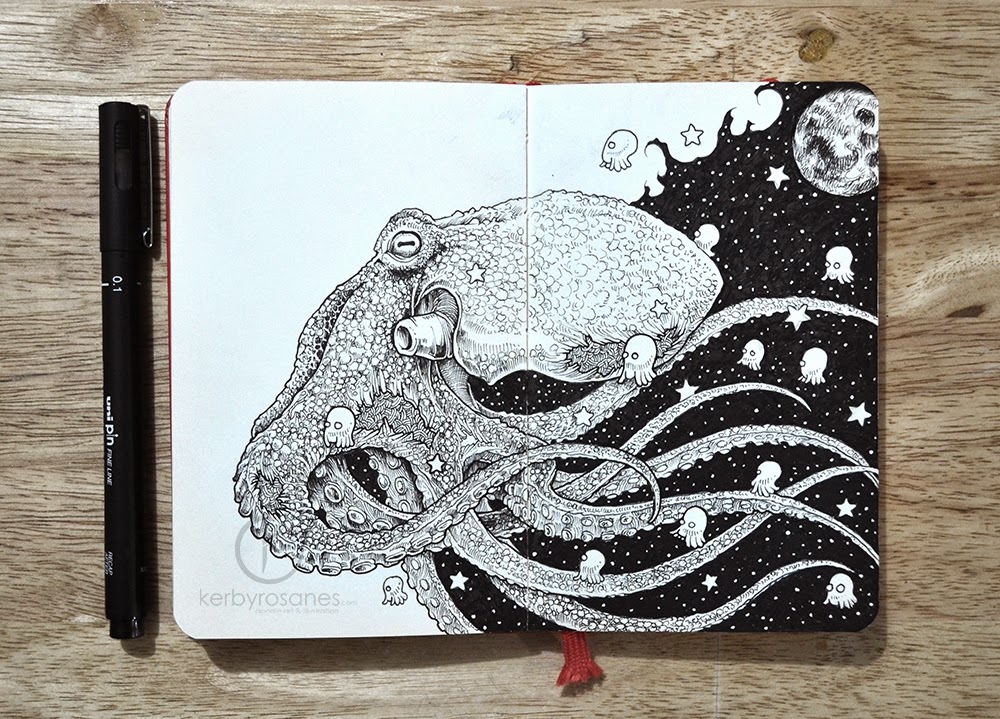 02-Mollusca-Kerby-Rosanes-Detailed-Moleskine-Doodles-Illustrations-and-Drawings-www-designstack-co