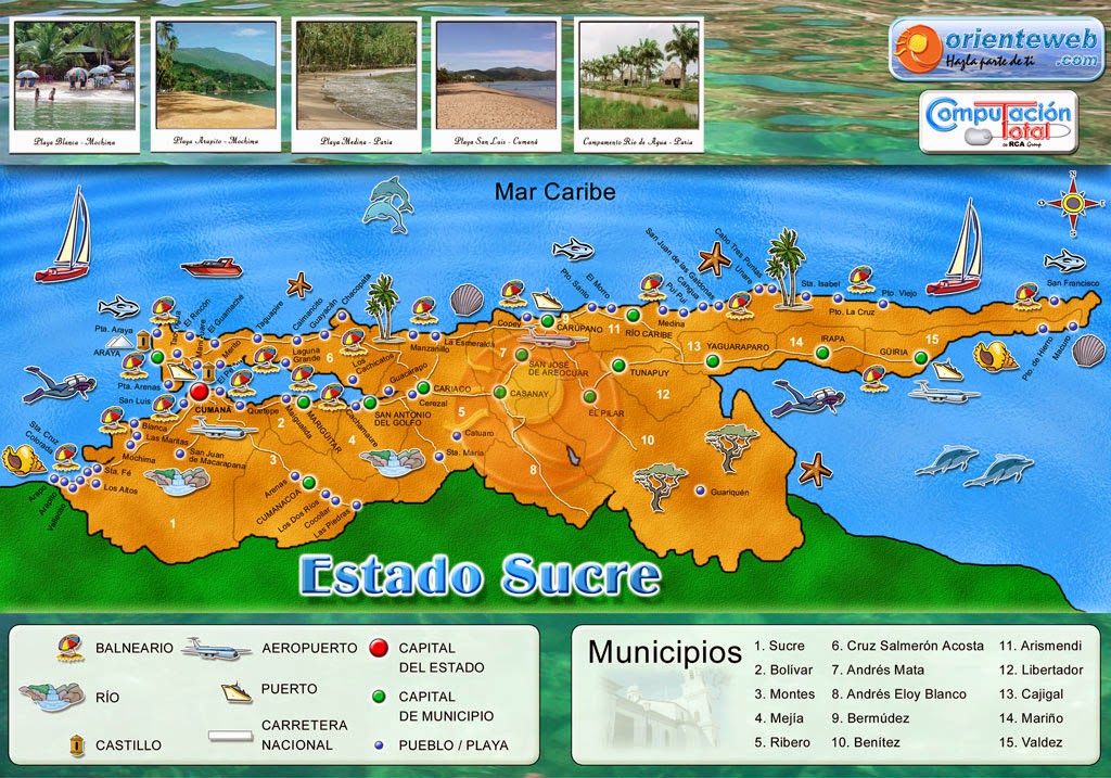 Mapa del Estado sucre