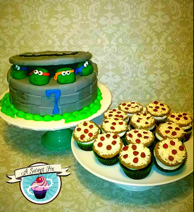 TMNT Manhole w/Pepperoni Pizza Modeling Chocolate Cupcake Toppers