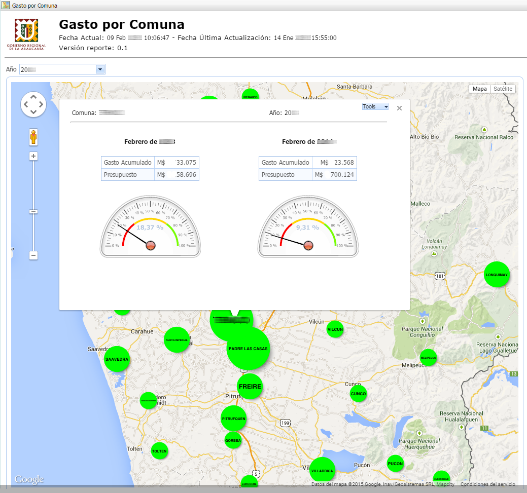 Informe de gasto por comuna